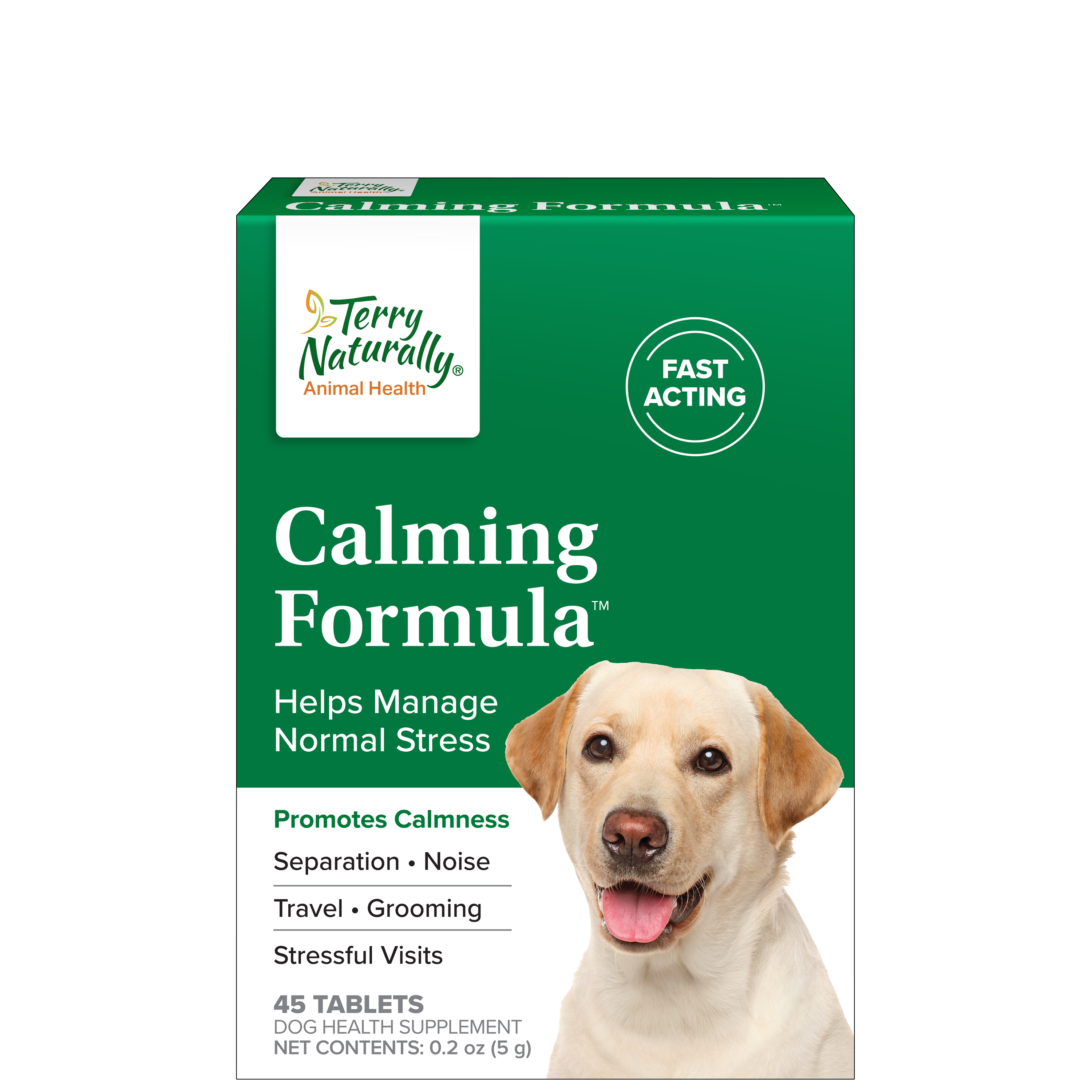 Terry Naturally Calming Formula™ supplement tablets box, green front