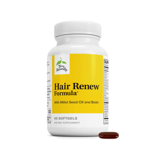 Hair Renew Formula® hair supplement softgel bottle, 60 count, with label
