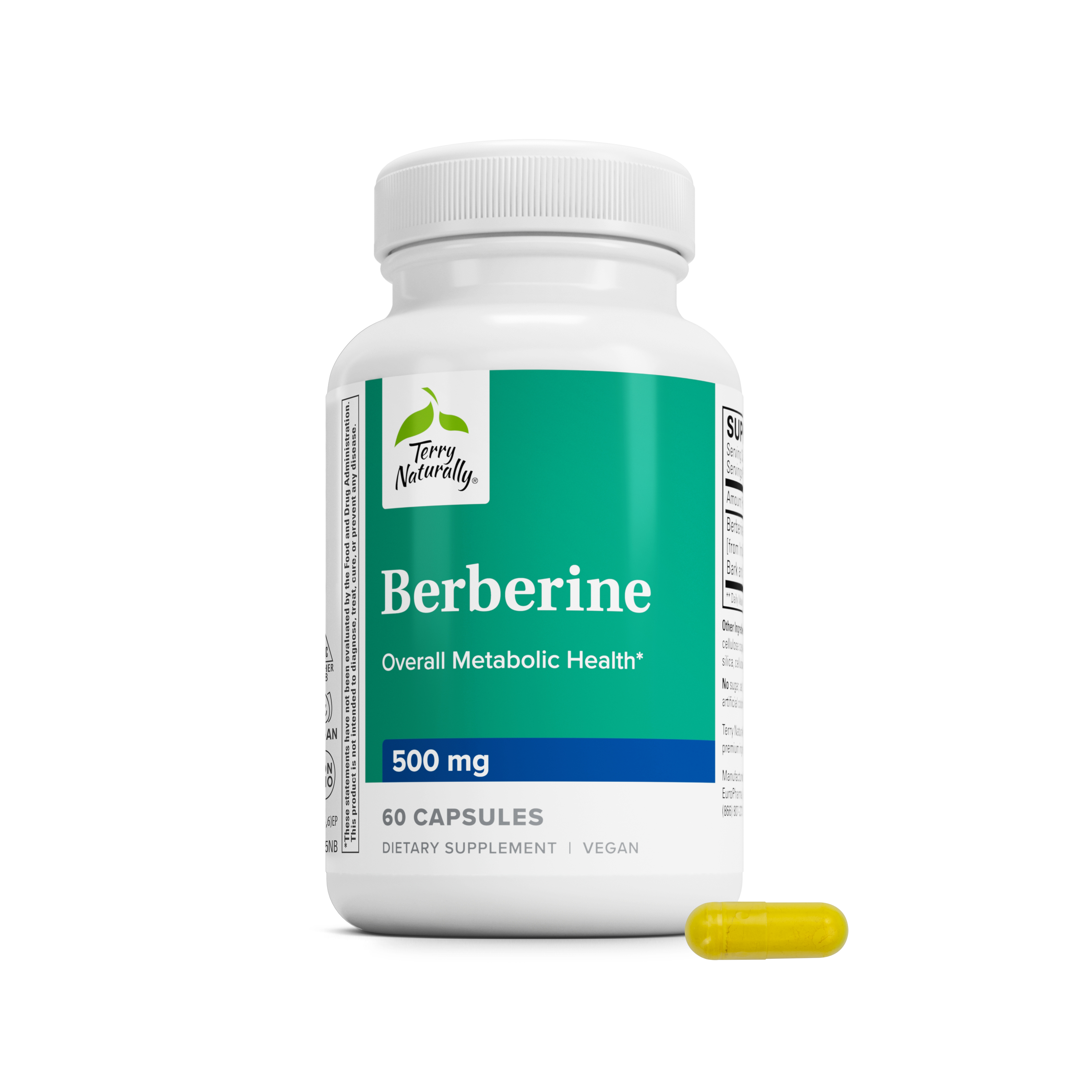 Berberine 500mg bottle and pill