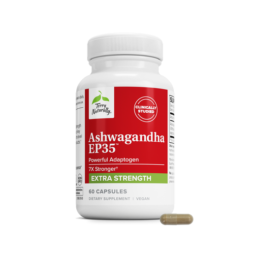 Ashwagandha EP35 powerful adaptogen bottle and pill