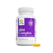 DIM Complex dietary supplement bottle with white cap and purple label