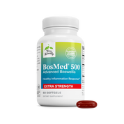 White supplement bottle with green label and red “Extra Strength” band; 60 softgels