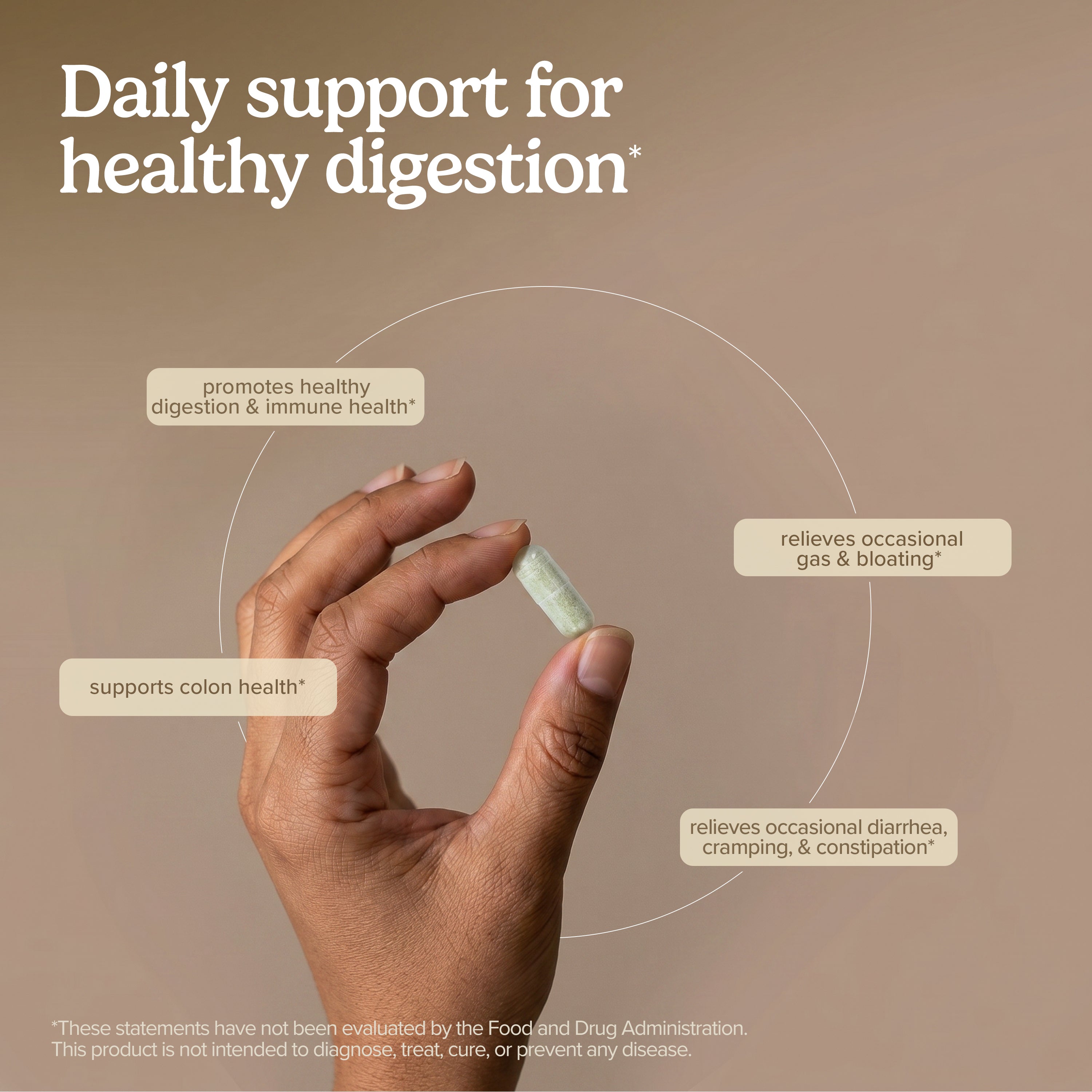 FloraSure® Probiotic capsule held between fingers