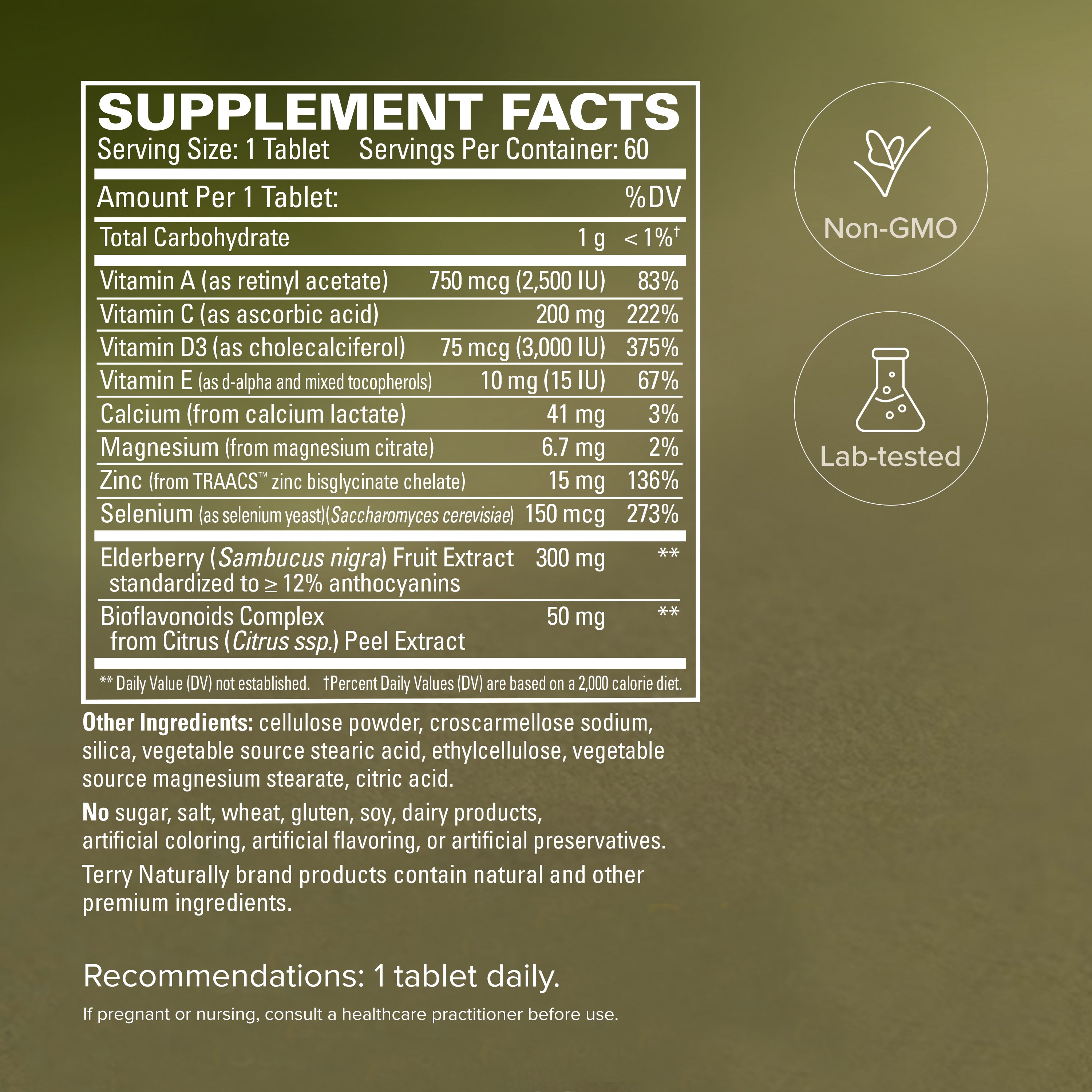 Supplement Facts Recommendations: 1 tablety daily