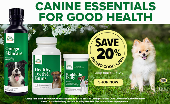 CANINE ESSENTIALS for Good Health • Save 20% • Promo code K9GH • Good thru 12.31.25