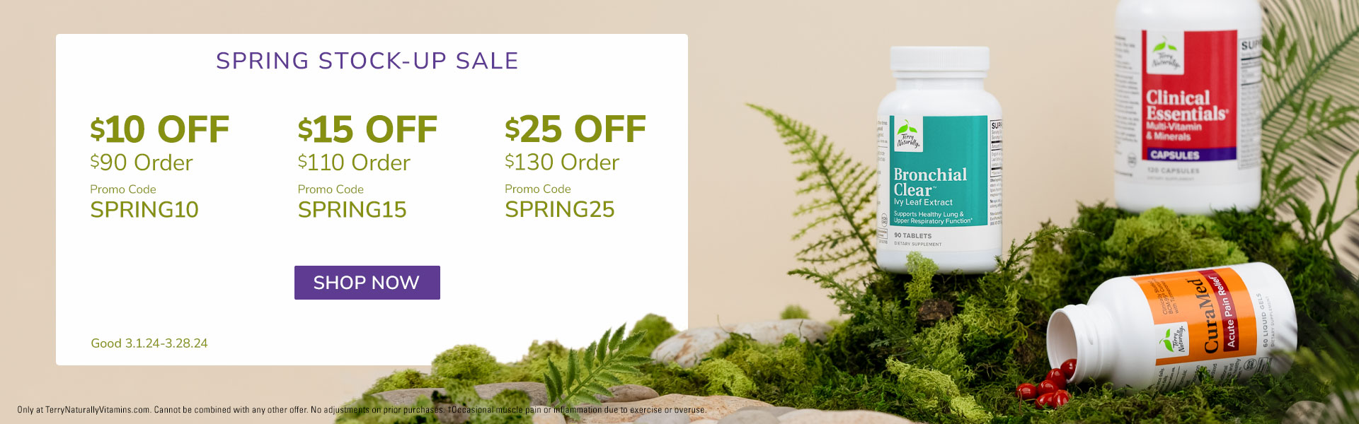 SPRING STOCK-UP SALE • Save up to $25 • Good through 3.28.24