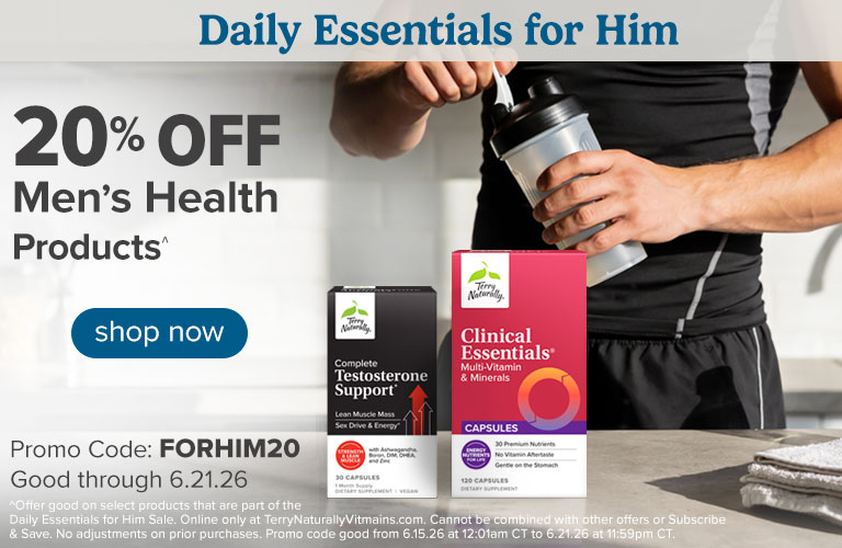 Daily Essentials for Him • 20% Off Men's Health Products^ • Shop Now • Promo Code: FORHIM20 Good through 6.21.26