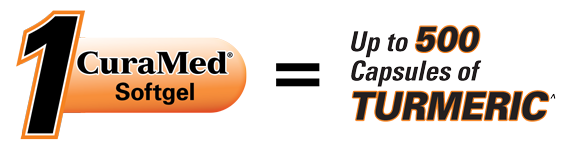 1 softgel of CuraMed equals up to 500 capsules of turmeric CURAMED® comparison chart